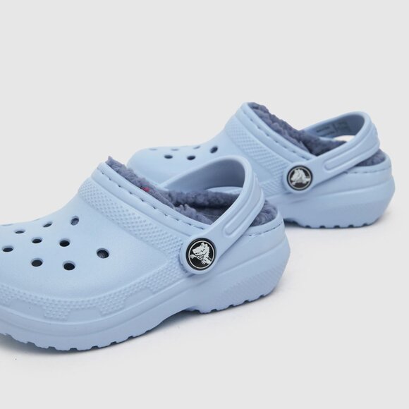Crocs Girl's Pastel Blue Classic Lined Adjustable Slip-On Casual Clogs Size 5 - Picture 1 of 7